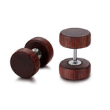 Maxbell Wood Wooden Women Mens Stud Earrings Ear Plugs Piercings Screw 10mm Brown