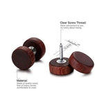 Maxbell Wood Wooden Women Mens Stud Earrings Ear Plugs Piercings Screw 10mm Brown