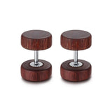 Maxbell Wood Wooden Women Mens Stud Earrings Ear Plugs Piercings Screw 10mm Brown