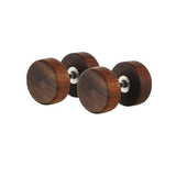 Maxbell Wood Wooden Women Mens Stud Earrings Ear Plugs Piercings Screw 10mm Brown