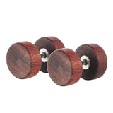 Maxbell Wood Wooden Women Mens Stud Earrings Ear Plugs Piercings Screw 10mm Brown