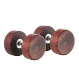 Maxbell Wood Wooden Women Mens Stud Earrings Ear Plugs Piercings Screw 10mm Brown