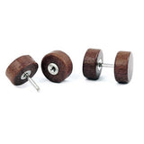 Maxbell Wood Wooden Women Mens Stud Earrings Ear Plugs Piercings Screw 10mm Brown