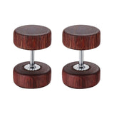 Maxbell Wood Wooden Women Mens Stud Earrings Ear Plugs Piercings Screw 10mm Brown