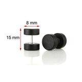 Maxbell Wood Wooden Women Mens Stud Earrings Ear Plugs Piercings Screw 8mm Black