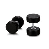 Maxbell Wood Wooden Women Mens Stud Earrings Ear Plugs Piercings Screw 10mm Black