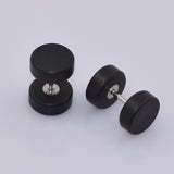 Maxbell Wood Wooden Women Mens Stud Earrings Ear Plugs Piercings Screw 10mm Black