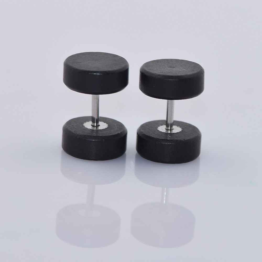 Maxbell Wood Wooden Women Mens Stud Earrings Ear Plugs Piercings Screw 10mm Black