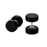 Maxbell Wood Wooden Women Mens Stud Earrings Ear Plugs Piercings Screw 10mm Black