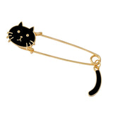 Maxbell Women Gold Alloy Metal Kilt Pin Animal Cat Brooch Large Safety Pin Black