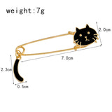 Maxbell Women Gold Alloy Metal Kilt Pin Animal Cat Brooch Large Safety Pin Black