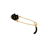 Maxbell Women Gold Alloy Metal Kilt Pin Animal Cat Brooch Large Safety Pin Black