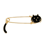 Maxbell Women Gold Alloy Metal Kilt Pin Animal Cat Brooch Large Safety Pin Black