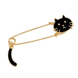 Maxbell Women Gold Alloy Metal Kilt Pin Animal Cat Brooch Large Safety Pin Black