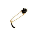 Maxbell Women Gold Alloy Metal Kilt Pin Animal Cat Brooch Large Safety Pin Black