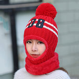 Maxbell Women Multipurpose Winter Knitted Protection Ear cap Rider Beanie Hat  Red