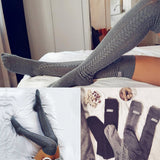 Maxbell Winter Warm Leg Warmers Long Boots Knit Knee High Crochet Socks Light Grey