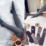 Maxbell Winter Warm Leg Warmers Long Boots Knit Knee High Crochet Socks Light Grey