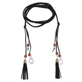 Maxbell Ladies Girls Women Skinny Thin Fashion Waist Belt Waistbelt Tassel Black