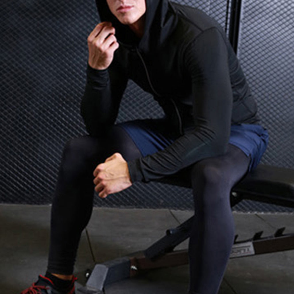 Maxbell Men Long Sleeve Running Training Zip Hoodie Sports Quick Drying M Grey
