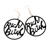 Maxbell Fashion Acrylic Oversized Round Dangle Earrings Hip Hop Jewelry Gift Black