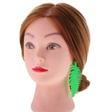 Maxbell Acrylic Nightclub Exaggerated Earring Long Leaf Shape Earstuds Jewelry green