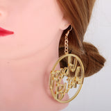 Maxbell Fashion Acrylic Oversized Round Dangle Earrings Hip Hop Jewelry Gift Gold