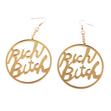 Maxbell Fashion Acrylic Oversized Round Dangle Earrings Hip Hop Jewelry Gift Gold