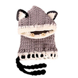 Maxbell Winter Kids Hat Crochet Knitted Caps Coif Hood Scarf Earflap Beanies Grey