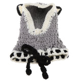 Maxbell Winter Kids Hat Crochet Knitted Caps Coif Hood Scarf Earflap Beanies Grey