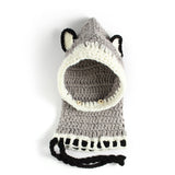 Maxbell Winter Kids Hat Crochet Knitted Caps Coif Hood Scarf Earflap Beanies Grey