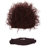 Maxbell Unisex Knit Bearded Hat Handmade Wig Winter Warm Ski Mask Beanie Kids Brown