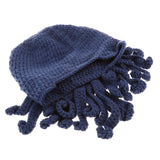 Maxbell Unisex Beard Hat Knit Beanie Cap Winter Warm Octopus Hat Windproof Funny Navy