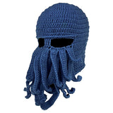 Maxbell Unisex Beard Hat Knit Beanie Cap Winter Warm Octopus Hat Windproof Funny Navy