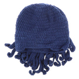 Maxbell Unisex Beard Hat Knit Beanie Cap Winter Warm Octopus Hat Windproof Funny Navy