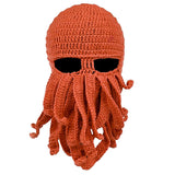 Maxbell Unisex Beard Hat Knit Beanie Cap Winter Warm Octopus Hat Windproof Funny Orange