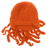 Maxbell Unisex Beard Hat Knit Beanie Cap Winter Warm Octopus Hat Windproof Funny Orange