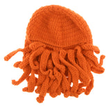 Maxbell Unisex Beard Hat Knit Beanie Cap Winter Warm Octopus Hat Windproof Funny Orange