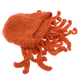 Maxbell Unisex Beard Hat Knit Beanie Cap Winter Warm Octopus Hat Windproof Funny Orange