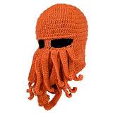 Maxbell Unisex Beard Hat Knit Beanie Cap Winter Warm Octopus Hat Windproof Funny Orange