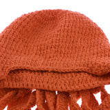 Maxbell Unisex Beard Hat Knit Beanie Cap Winter Warm Octopus Hat Windproof Funny Orange