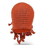 Maxbell Unisex Beard Hat Knit Beanie Cap Winter Warm Octopus Hat Windproof Funny Orange