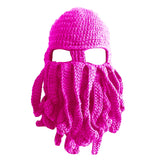 Maxbell Unisex Beard Hat Knit Beanie Cap Winter Warm Octopus Hat Windproof Funny Rose