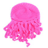 Maxbell Unisex Beard Hat Knit Beanie Cap Winter Warm Octopus Hat Windproof Funny Rose