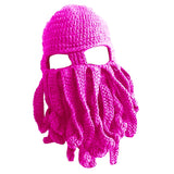 Maxbell Unisex Beard Hat Knit Beanie Cap Winter Warm Octopus Hat Windproof Funny Rose