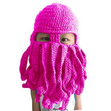 Maxbell Unisex Beard Hat Knit Beanie Cap Winter Warm Octopus Hat Windproof Funny Rose