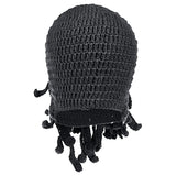 Maxbell Unisex Beard Hat Knit Beanie Cap Winter Warm Octopus Hat Windproof Funny Dark Gray