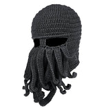 Maxbell Unisex Beard Hat Knit Beanie Cap Winter Warm Octopus Hat Windproof Funny Dark Gray