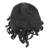 Maxbell Unisex Beard Hat Knit Beanie Cap Winter Warm Octopus Hat Windproof Funny Dark Gray