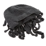 Maxbell Unisex Beard Hat Knit Beanie Cap Winter Warm Octopus Hat Windproof Funny Dark Gray